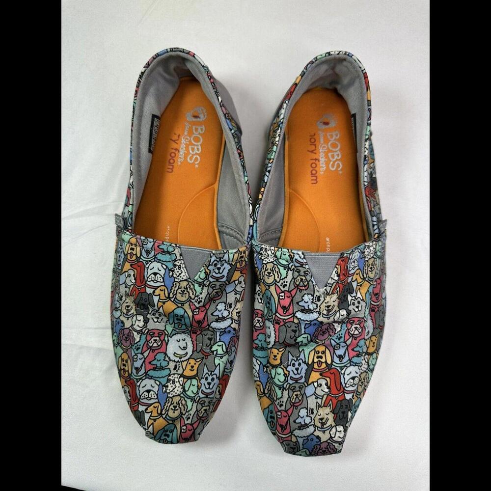 Skechers Women's BOBS for Dogs Slip On Plush Woof Dog Party Flat Multi Size 10 - Picture 2 of 8